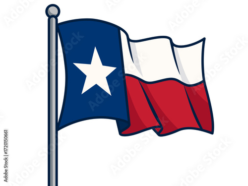 Texas State flag waving icon in filled outline style. Clipart image isolated on background.