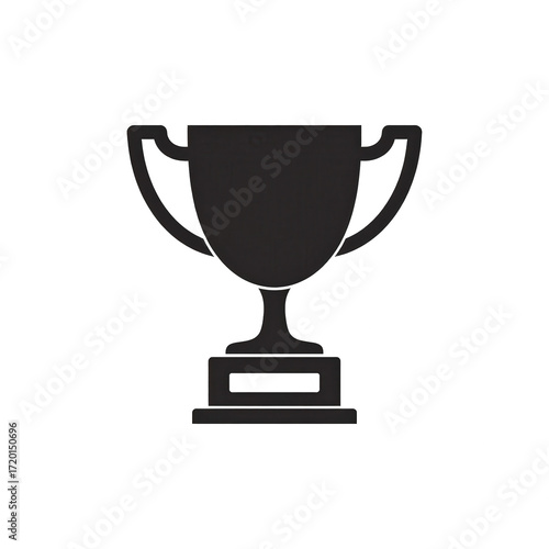 Simple, solid trophy icon against a stark black background.