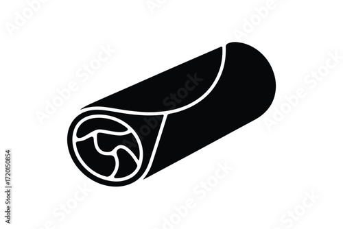 Simple black and white silhouette of a rolled burrito