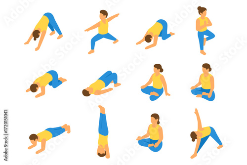 Isometric yoga poses collection: diverse postures for fitness and wellness