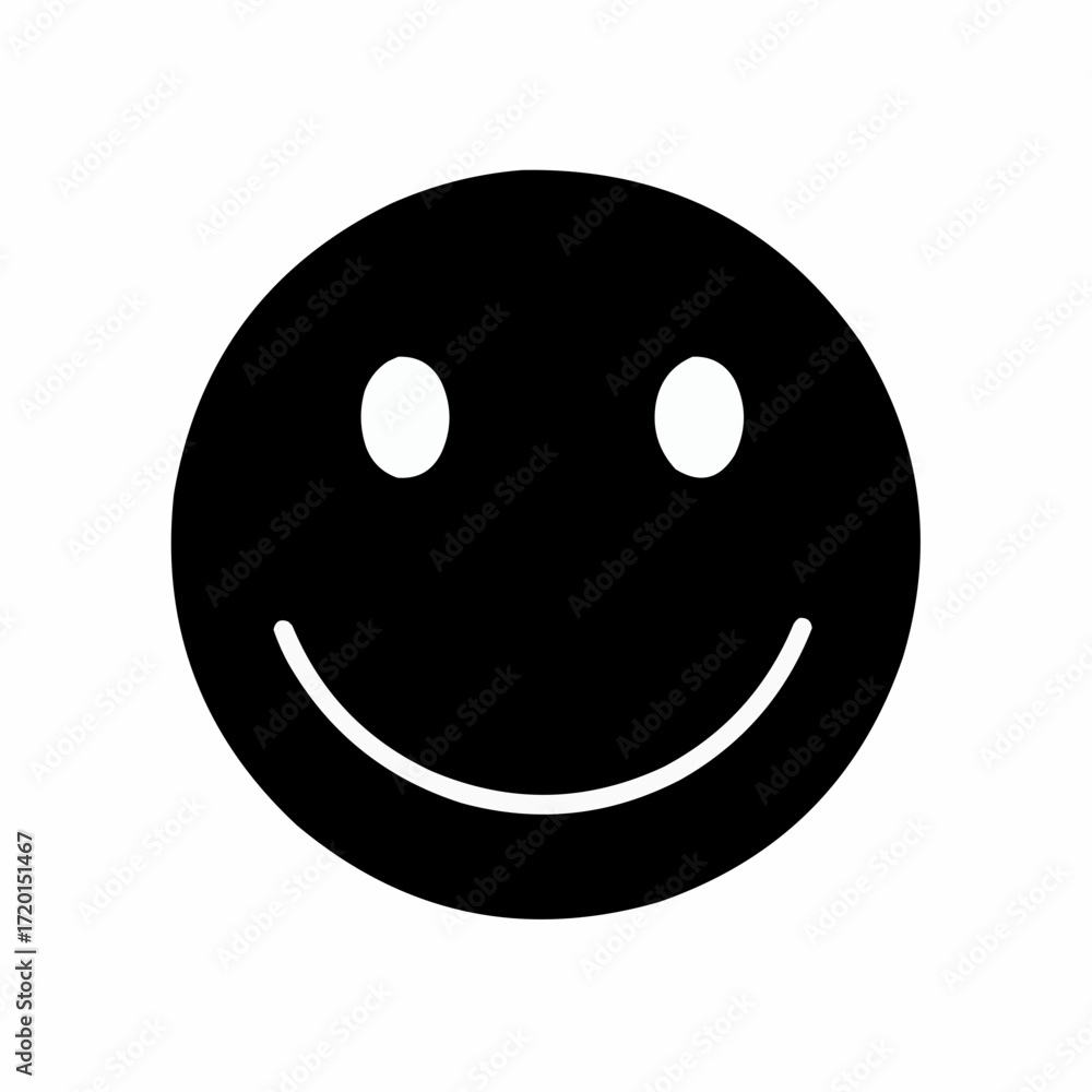 Fototapeta premium Simple black smiley face icon with white features