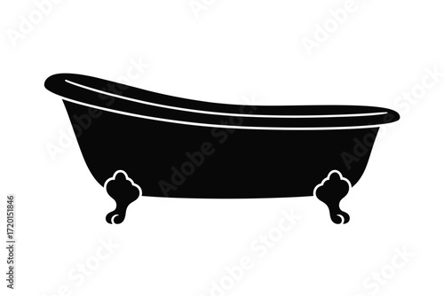 Classic clawfoot bathtub silhouette illustration