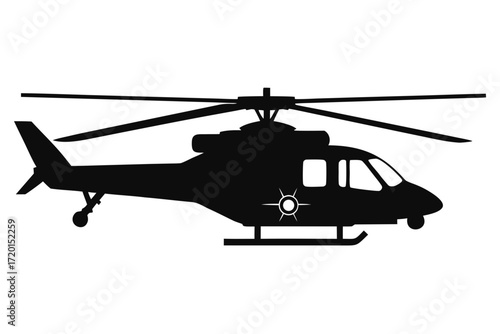 military helicopter isolated on white