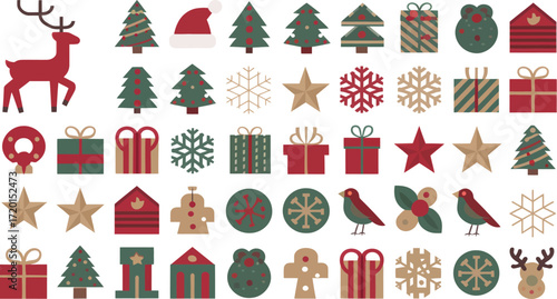 Charming Christmas Icon Set Festive Holiday Symbols and Illustrations