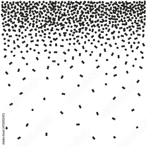 Abstract pattern of falling black dots on a white background