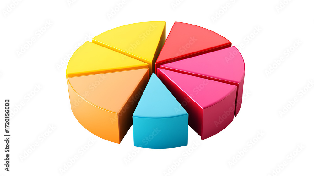 Obraz premium Colorful segmented circle representing data or a pie chart isolated on transparent background