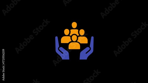 Animated Community Care Team Support People Icons Loop Motion Graphic for Protection, Collaboration, Health, Unity, and Social Connection