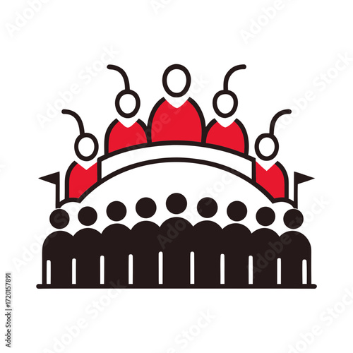 cricket audience crowd vector art icon illustration.