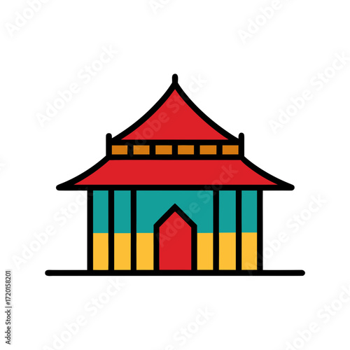 cricket pavilion vector art illustration.