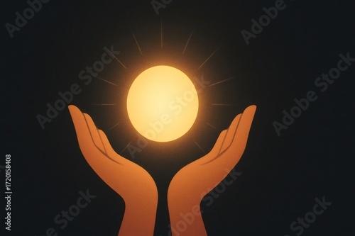 Hands holding glowing light symbolizing hope