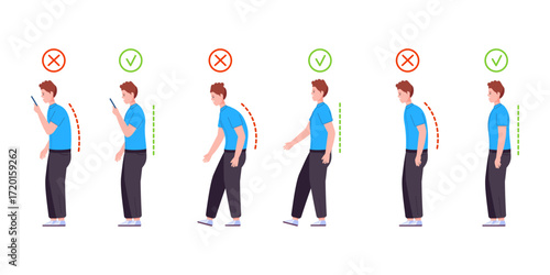 Posture Vector Icons, Posture Correction, Healthy Posture, Posture Exercises, Posture Alignment, Posture Illustration, Posture Therapy, Posture Icon Set, Posture Awareness, Posture Wellness