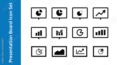Presentation Board Icon Set with editable vector collections