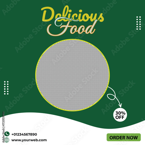 Delicious Food Social Media Post Design Template for Modern Restaurant