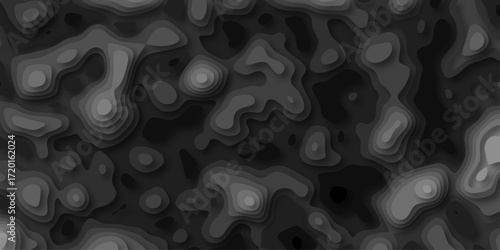Abstract topographic map background with layered gray contours and subtle shadows creating depth and texture