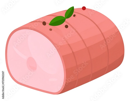 Pink ham slice, herbs, spices
