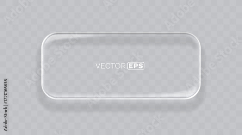 Glass Button frame, transparent background. Vector illustration