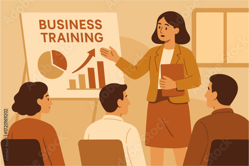 Business training session with presentation in office setting