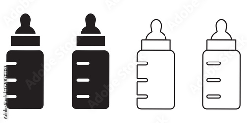 Baby Feeding Bottle Icon Vector – Infant Care, Nursery Essentials, Milk Bottle, 
and Newborn Feeding Symbol for Parenting and Childcare Design