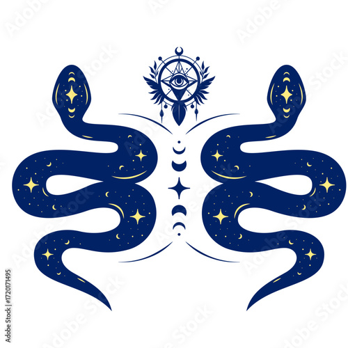 vector illustration of mystical snake symbol image