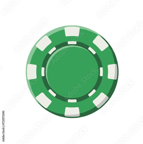 Green poker chip, vector illustration on transparent background  