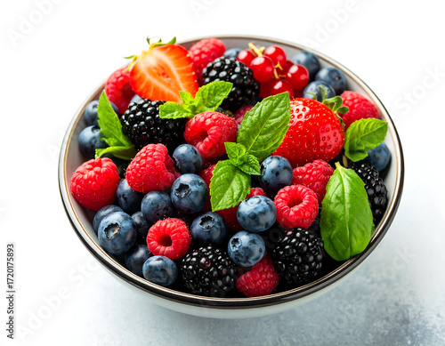 Fresh Berries Bowl Raspberries, Blueberries, & More