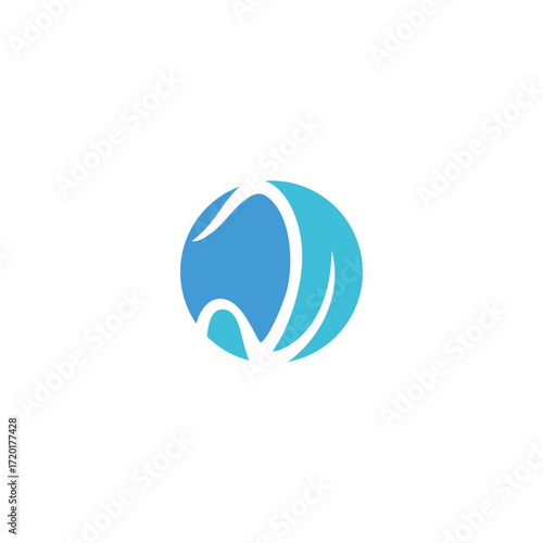 Abstract teal globe design with organic motif