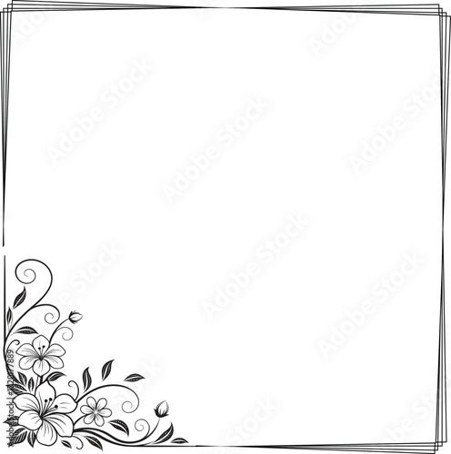 frame with flowers and butterflies