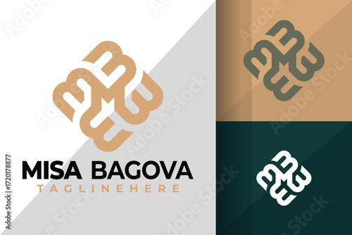 Letter Mb or Bm Ambigram logo vector design. Abstract emblem, designs concept, logos, logotype element for template