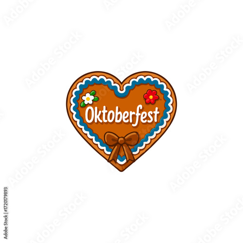 Heart-shaped Oktoberfest gingerbread cookie graphic design