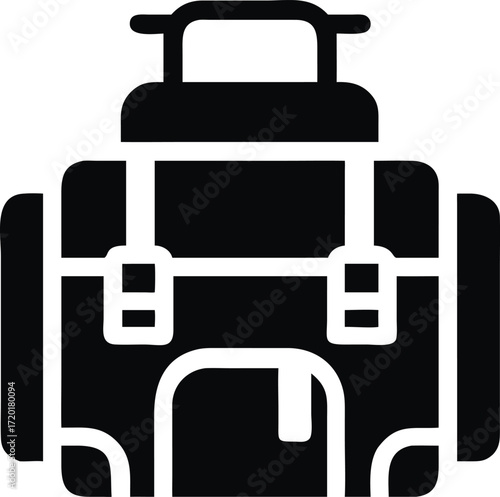 Collection of outline style traveler luggage and travel bags isolated on white background isolated on transparent background
