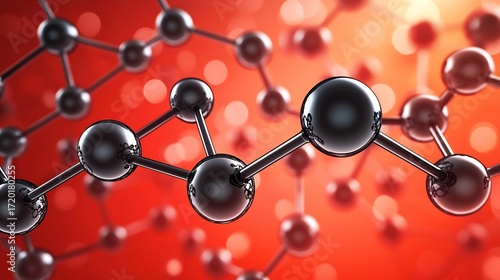 3d molecular model of hemoglobin iron heme center on a gradient red backdrop