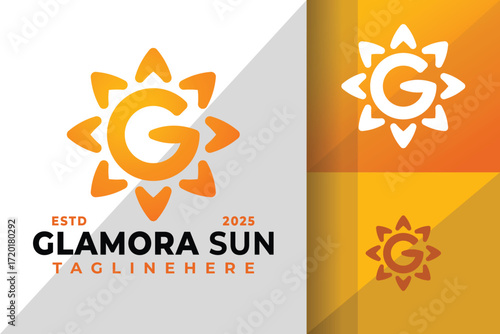 Letter G Sunflower Logo Icon Vector Design Illustration