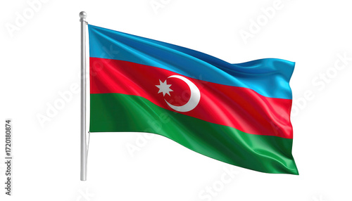 Free Download A digitally rendered image of the waving flag of Azerbaijan against a black background. - GFXLoad