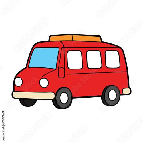 A red minibus taxi coloring page featuring a compact vehicle often seen in busy cities. Great for kids to color while learning about everyday urban transportation.
