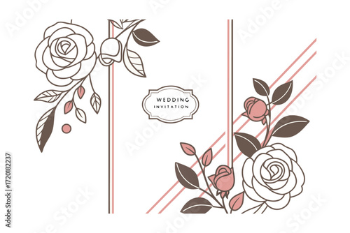 Elegant Floral Wedding Invitation Card Template. Beautiful Botanical Frame for Marriage Ceremony. Romantic Save the Date Design.