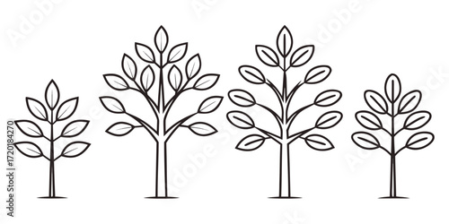 set of vector trees icons