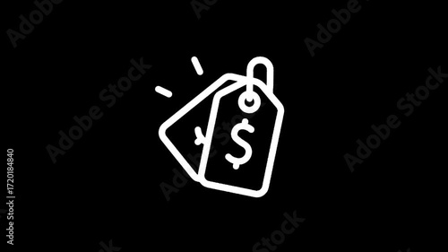 Price tag icon with dollar sign on black background