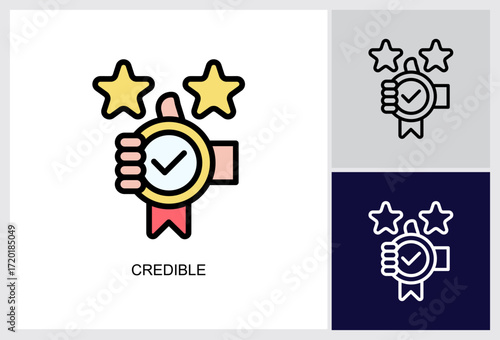 Credible icon Multi Style Vector Illustration 