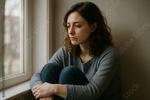 young woman sitting on the window sill Free Download young woman sitting on the window sill - GFXLoad