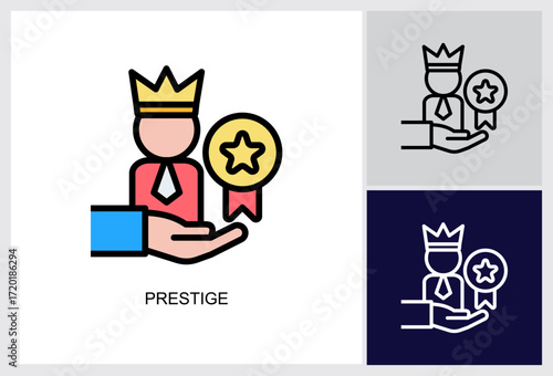 Prestige icon Multi Style Vector Illustration 