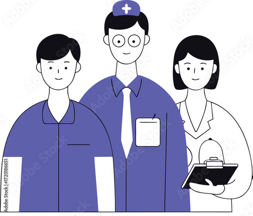 Medical Team Illustration with Doctor and Nurses healthcare