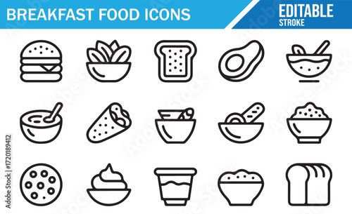 Set of Breakfast Food Icons for Healthy and Delicious Morning Meals