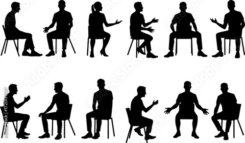 People Talking and Discussion Silhouette Collection Bundle