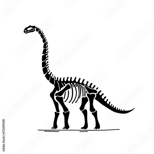 Diplodocus. Diplodocus simple black and white line art vector logo
