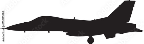Silhouette of a fighter jet airplane in profile view aircraft
