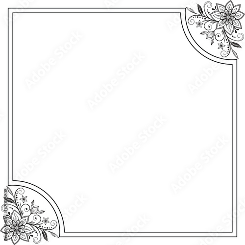 frame with flowers and butterflies