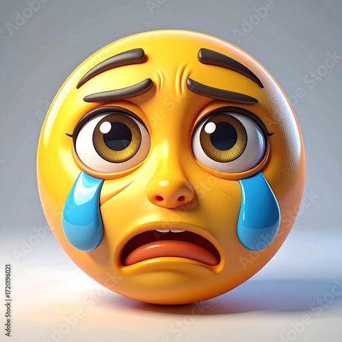 3D rendered sad emoji with tears