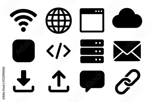 Essential communication and technology icons for digital use