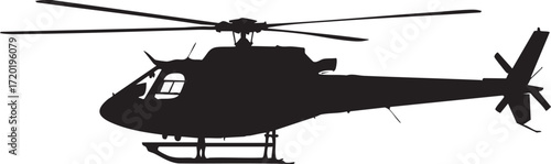 Silhouette of a helicopter with rotor blades and tail rotor aviation aircraft