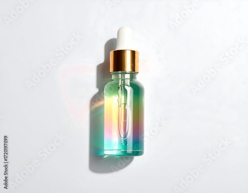 Iridescent Serum Bottle Skincare Product Photography